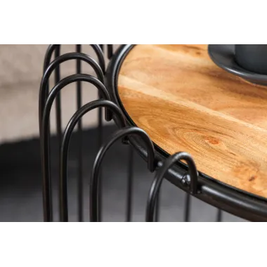 Invicta Stolik boczny TRUE ELEMENTS rama z czarnego drewna akacjowego 50cm / 45737