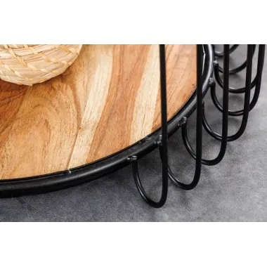 Invicta Stolik boczny TRUE ELEMENTS rama z czarnego drewna akacjowego 50cm / 45737