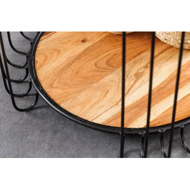 Invicta Stolik boczny TRUE ELEMENTS rama z czarnego drewna akacjowego 50cm / 45737