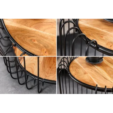 Invicta Stolik boczny TRUE ELEMENTS rama z czarnego drewna akacjowego 50cm / 45737