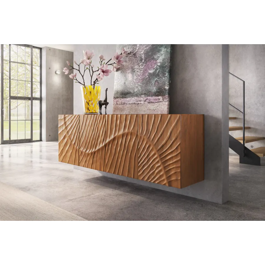 Invicta Szafka RTV wisząca SCORPION 3D mango 180 x 58 x 38cm / 46647