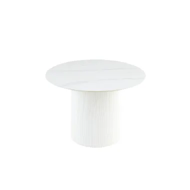 Invicta Stół UNIQUE okrągły ceramiczny biały marmurowy blat 120cm / 46383