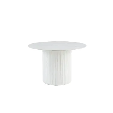 Invicta Stół UNIQUE okrągły ceramiczny biały marmurowy blat 120cm / 46383