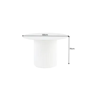 Invicta Stół UNIQUE okrągły ceramiczny biały marmurowy blat 120cm / 46383