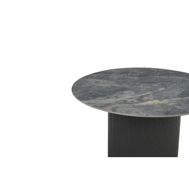 Invicta Stół UNIQUE okrągły ceramiczny szary marmurowy blat 120cm / 46382