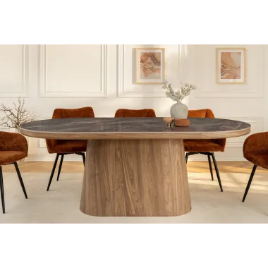 Invicta Stół UNIQUE owalny optyka szarego marmuru 200cm / 46380