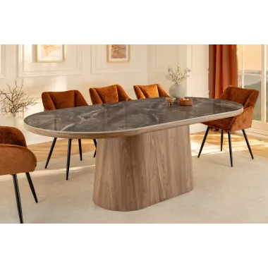 Invicta Stół UNIQUE owalny optyka szarego marmuru 200cm / 46380