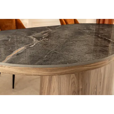 Invicta Stół UNIQUE owalny optyka szarego marmuru 200cm / 46380