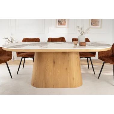 Invicta Stół UNIQUE owalny optyka białego marmuru 200cm / 46381