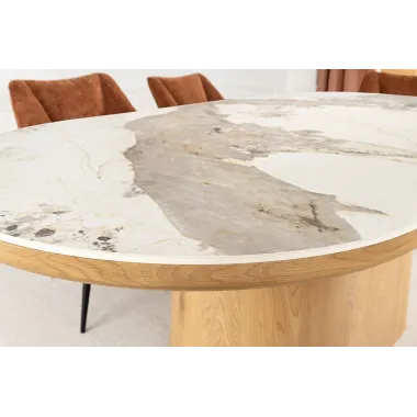 Invicta Stół UNIQUE owalny optyka białego marmuru 200cm / 46381