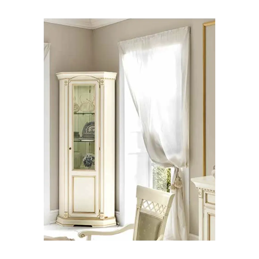 PALAZZO DUCALE ECRU Włoska witryna narożna 1 drzwiowa 88 x 214 x 62cm / 71BO12