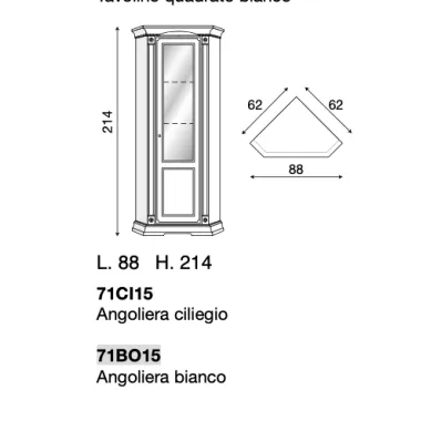 PALAZZO DUCALE ECRU Włoska witryna narożna 1 drzwiowa 88 x 214 x 62cm / 71BO12