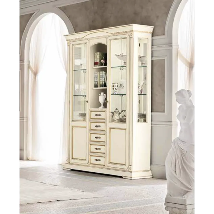 PALAZZO DUCALE ECRU Włoska witryna 5 szuflad 149 x 214 x 42cm / 71BO14