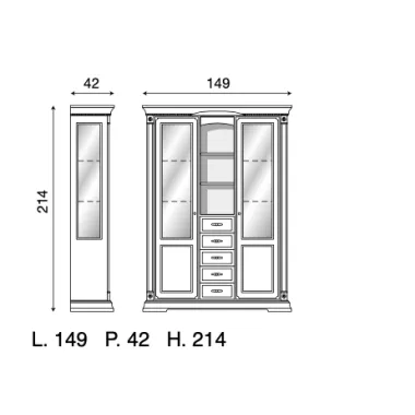 PALAZZO DUCALE ECRU Włoska witryna 5 szuflad 149 x 214 x 42cm / 71BO14