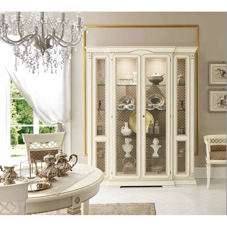 PALAZZO DUCALE ECRU Włoska witryna 4 drzwiowa 173 x 214 x 42cm / 71BO00