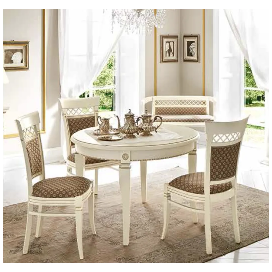 PALAZZO DUCALE ECRU Włoski Stół rozkładany Ø 110-148 x 76cm / 71BO54