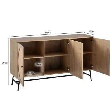 WOHNLING Komoda ratanowa BAMBOO dąb 140 x 80 x 39cm / WL6.892