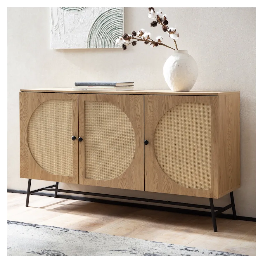 WOHNLING Komoda ratanowa BAMBOO dąb 140 x 80 x 39cm / WL6.892