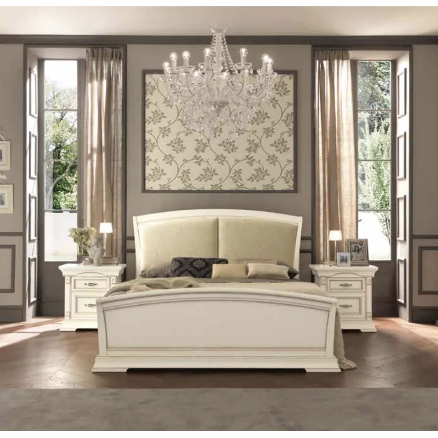 PALAZZO DUCALE ECRU Włoskie Łóżko tapicerowane wezgłowie eco skóra 140 x 200cm / 71BO13LT