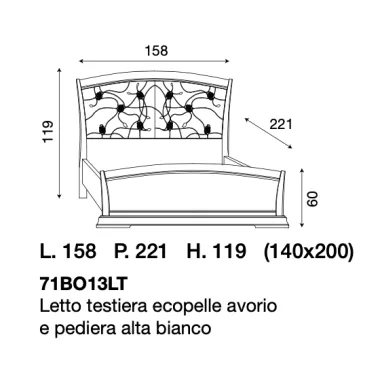 PALAZZO DUCALE ECRU Włoskie Łóżko tapicerowane wezgłowie eco skóra 140 x 200cm / 71BO13LT