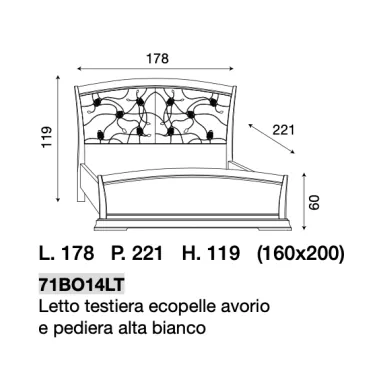 PALAZZO DUCALE ECRU Włoskie Łóżko tapicerowane wezgłowie eco skóra 160 x 200cm / 71BO14LT