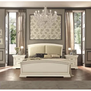 PALAZZO DUCALE ECRU Włoskie Łóżko tapicerowane wezgłowie eco skóra 180 x 200cm / 71BO15LT