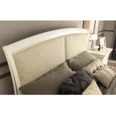 PALAZZO DUCALE ECRU Włoskie Łóżko tapicerowane wezgłowie eco skóra niski podnóżek 180 x 200cm / 71BO35LT