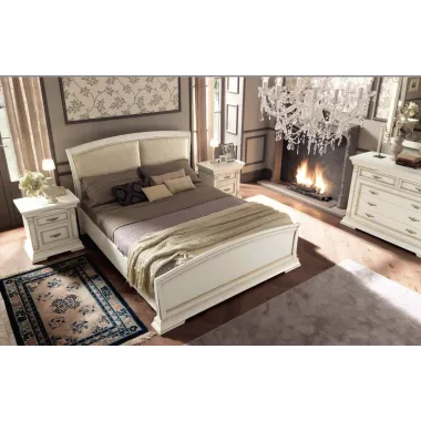 PALAZZO DUCALE ECRU Włoskie Łóżko tapicerowane wezgłowie eco skóra niski podnóżek 180 x 200cm / 71BO35LT