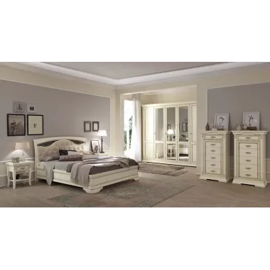 PALAZZO DUCALE ECRU Włoskie Łóżko tapicerowane wezgłowie eco skóra niski podnóżek 140 x 200cm / 71BO33LT