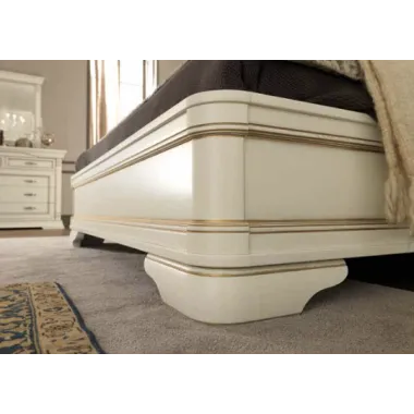 PALAZZO DUCALE ECRU Włoskie Łóżko tapicerowane wezgłowie eco skóra niski podnóżek 140 x 200cm / 71BO33LT