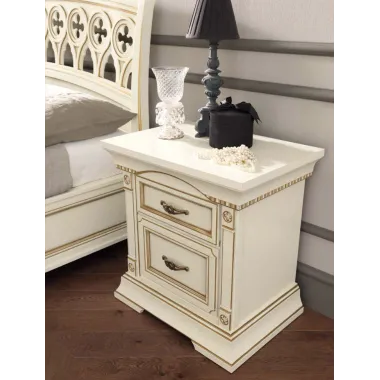 PALAZZO DUCALE ECRU Włoskie Łóżko perforowane wezgłowie niski podnóżek 140 x 200cm / 71BO23LT