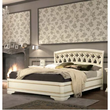 PALAZZO DUCALE ECRU Włoskie Łóżko perforowane wezgłowie niski podnóżek 140 x 200cm / 71BO23LT