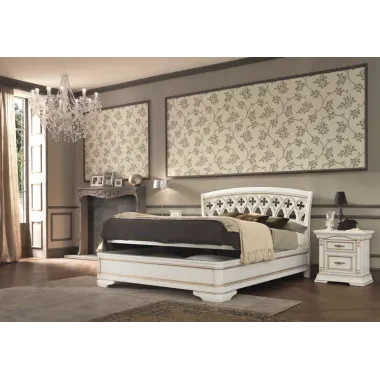 PALAZZO DUCALE ECRU Włoskie Łóżko perforowane wezgłowie niski podnóżek 160 x 200cm / 71BO24LT