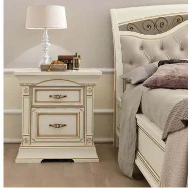 PALAZZO DUCALE ECRU Włoskie Łóżko perforowane wezgłowie wysoki podnóżek 140 x 200cm / 71BO03LT