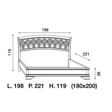 PALAZZO DUCALE ECRU Włoskie Łóżko perforowane wezgłowie niski podnóżek 180 x 200cm / 71BO25LT