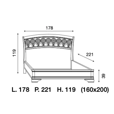 PALAZZO DUCALE ECRU Włoskie Łóżko perforowane wezgłowie niski podnóżek 160 x 200cm / 71BO24LT