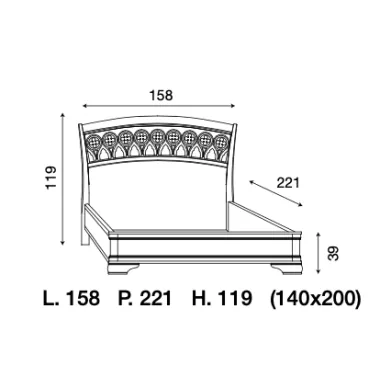 PALAZZO DUCALE ECRU Włoskie Łóżko perforowane wezgłowie niski podnóżek 140 x 200cm / 71BO23LT