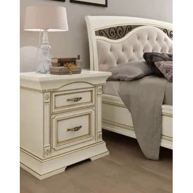 PALAZZO DUCALE ECRU Włoskie Łóżko perforowane wezgłowie wysoki podnóżek 160 x 200cm / 71BO04LT