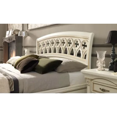 PALAZZO DUCALE ECRU Włoskie Łóżko perforowane wezgłowie wysoki podnóżek 160 x 200cm / 71BO04LT