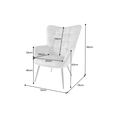 Invicta Fotel SCANDINAVIA z podłokietnikami bouclé 73cm / 44022
