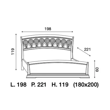 PALAZZO DUCALE ECRU Włoskie Łóżko perforowane wezgłowie wysoki podnóżek 180 x 200cm / 71BO05LT