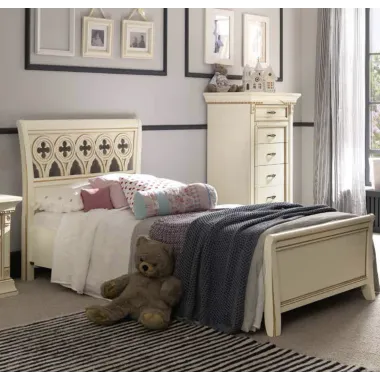 PALAZZO DUCALE ECRU Włoskie Łóżko perforowane wezgłowie wysoki podnóżek 180 x 200cm / 71BO05LT