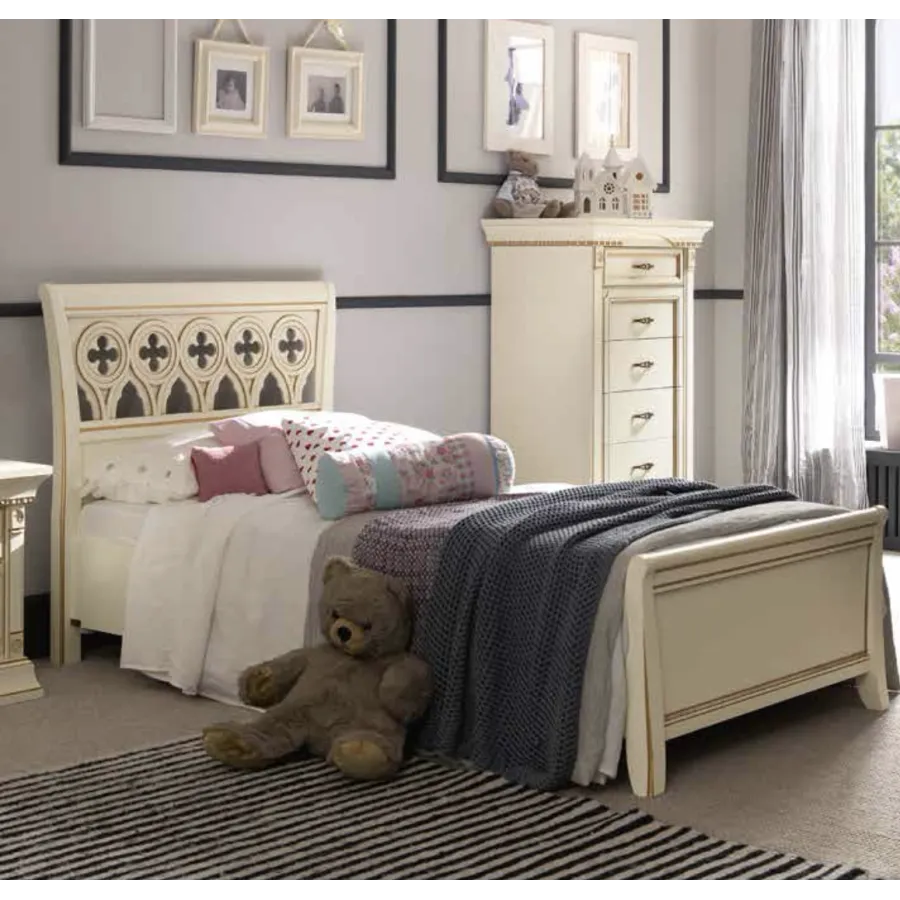 PALAZZO DUCALE ECRU Włoskie Łóżko perforowane wezgłowie wysoki podnóżek 180 x 200cm / 71BO05LT