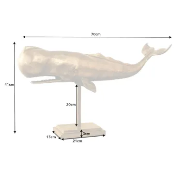 Invicta Dekoracja ścienna WAL-WIELORYB 70cm złota / 43036
