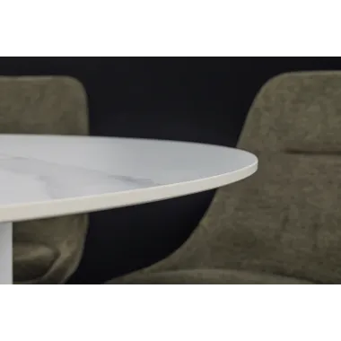 Invicta Stół UNIQUE okrągły ceramiczny biały marmurowy blat 120cm / 46383