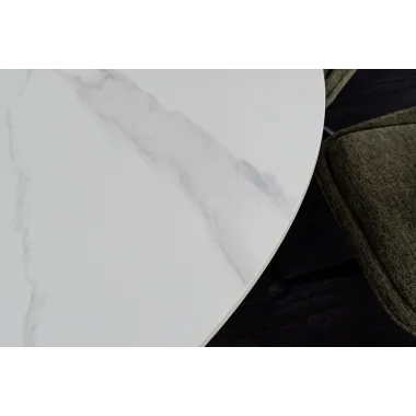 Invicta Stół UNIQUE okrągły ceramiczny biały marmurowy blat 120cm / 46383