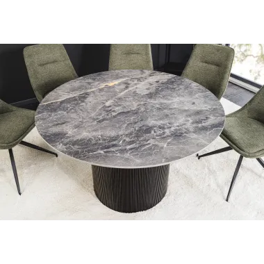 Invicta Stół UNIQUE okrągły ceramiczny szary marmurowy blat 120cm / 46382