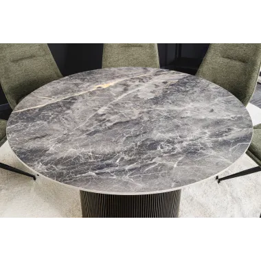Invicta Stół UNIQUE okrągły ceramiczny szary marmurowy blat 120cm / 46382