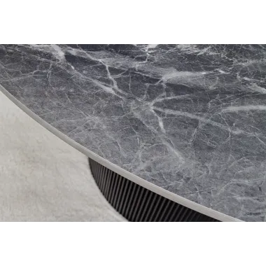 Invicta Stół UNIQUE okrągły ceramiczny szary marmurowy blat 120cm / 46382