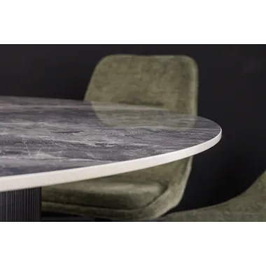 Invicta Stół UNIQUE okrągły ceramiczny szary marmurowy blat 120cm / 46382